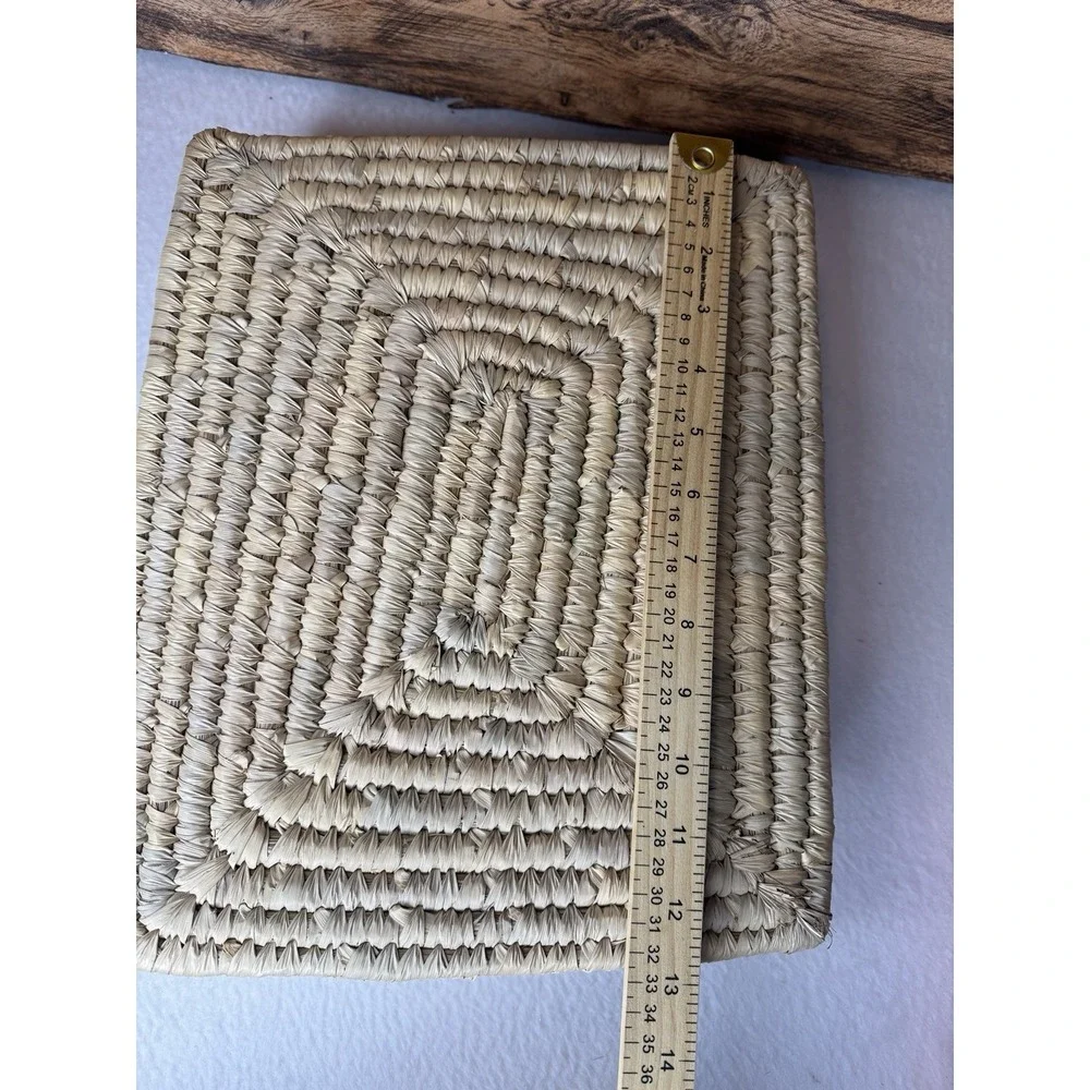 Handwoven Wicker‎ Lidded Basket Organizer Box 3 Compartments Boho Storage 9x12
